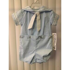 NWT Baby Boy C. I. Castro Light Blue Button On Sailor Suit Size 12 months